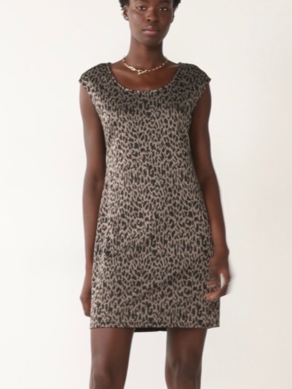 Nine West Scoopneck Cap-Sleeve Sheath Dress Cheetah Print - Size Small